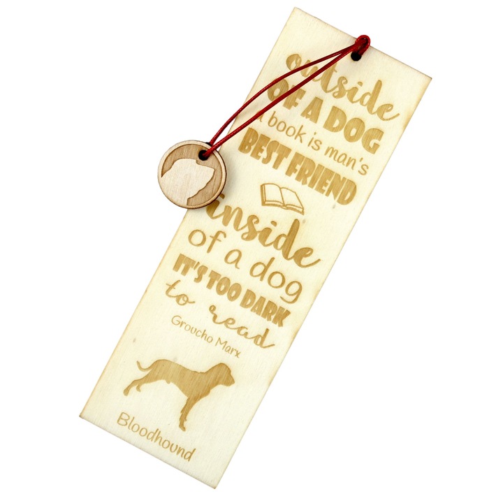 Semn de carte Art-Dog, design caine, Bloodhound, lemn, 5x15 cm