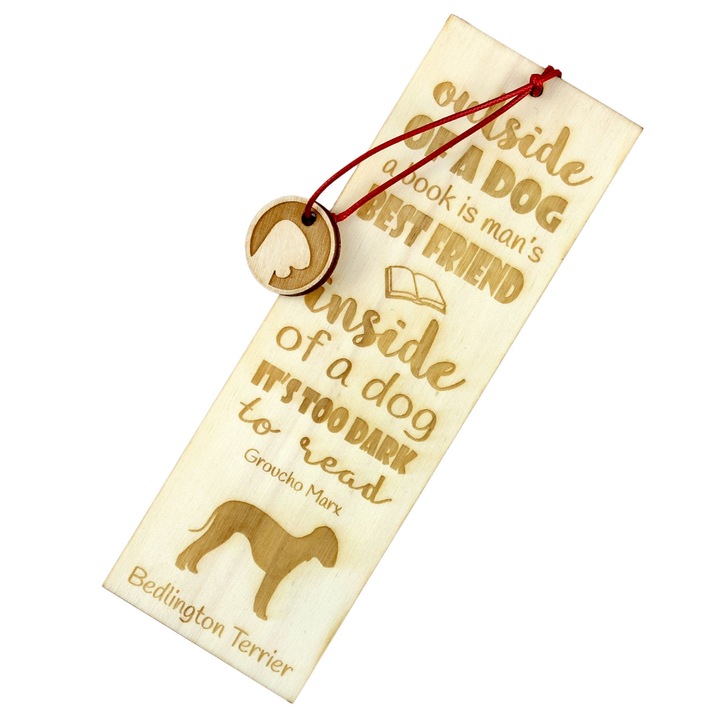 Semn de carte Art-Dog, design caine, Bedlington Terrier, lemn, 5x15 cm