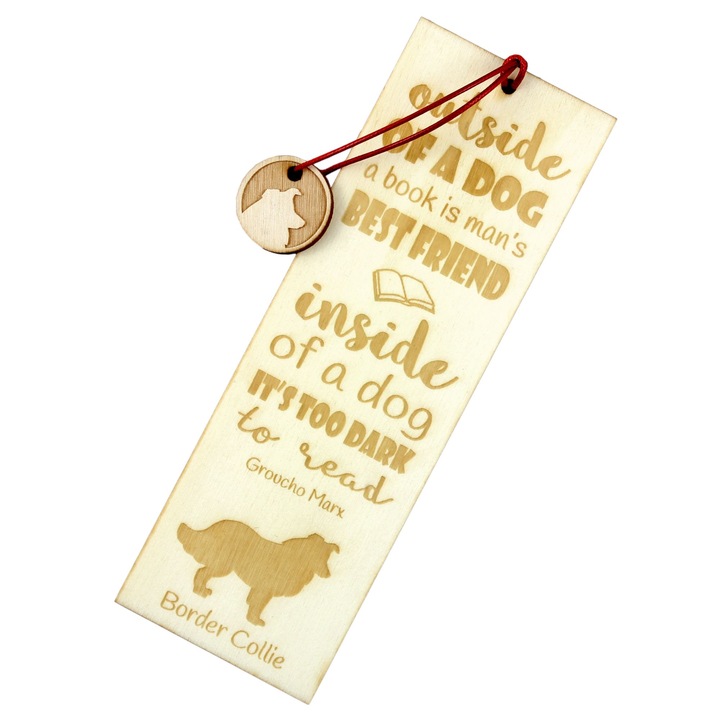 Semn de carte Art-Dog, design caine, Border Collie, lemn, 5x15 cm