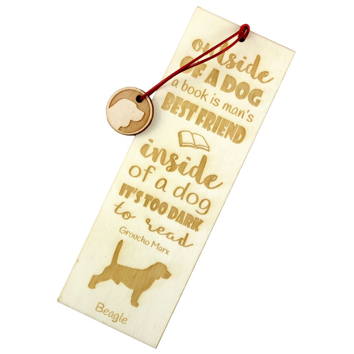 Semn de carte Art-Dog, design caine, Beagle, lemn, 5x15 cm