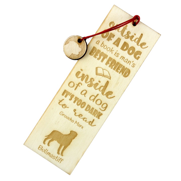 Semn de carte Art-Dog, design caine, Bullmastiff, lemn, 5x15 cm