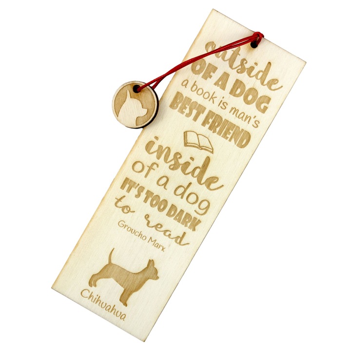 Semn de carte Art-Dog, design caine, Chihuahua, lemn, 5x15 cm