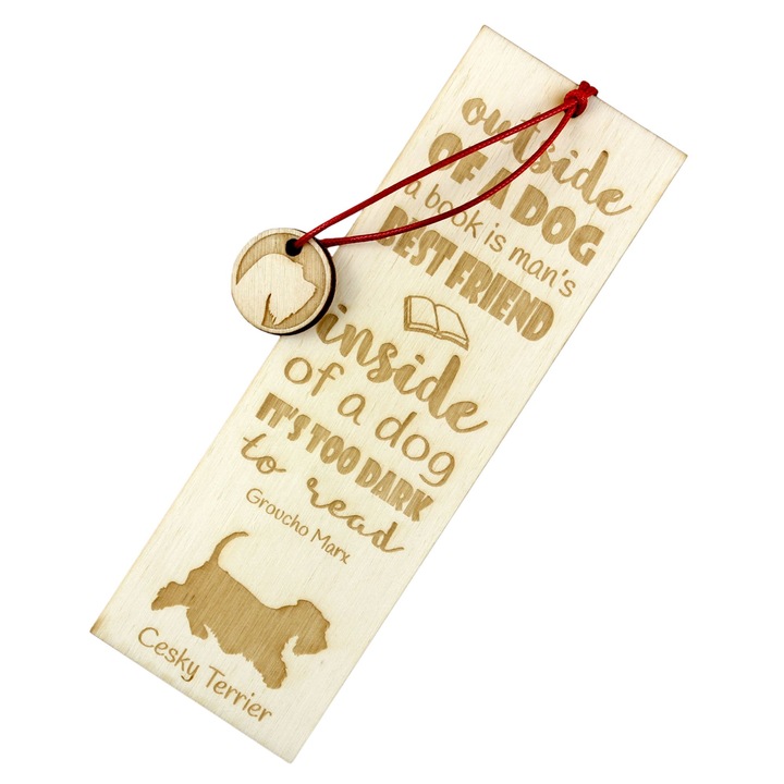Semn de carte Art-Dog, design caine, Cesky Terrier, lemn, 5x15 cm