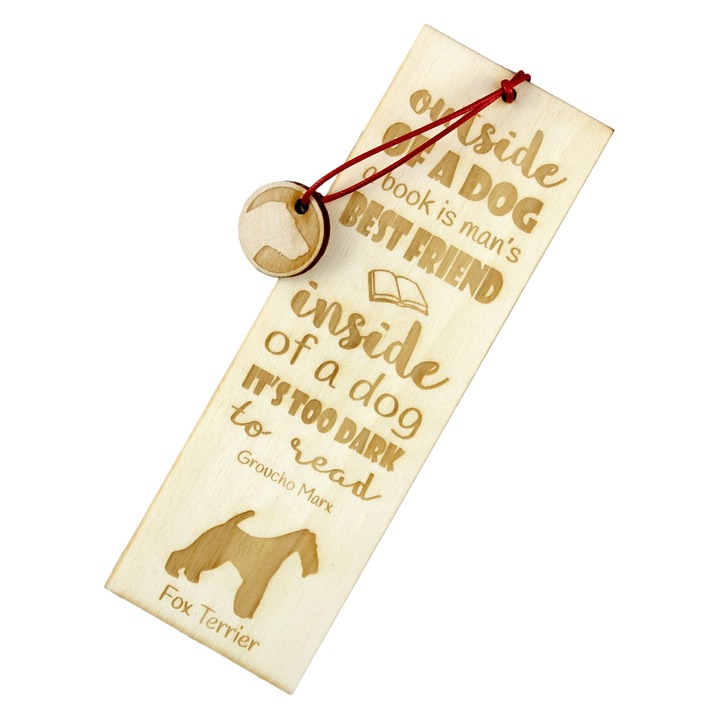 Semn de carte Art-Dog, design caine, Fox Terrier, lemn, 5x15 cm