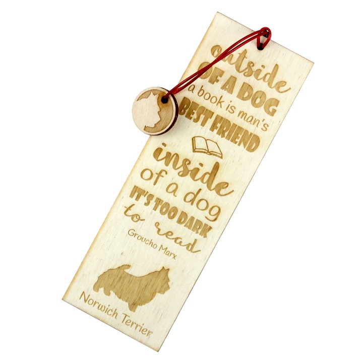 Semn de carte Art-Dog, design caine, Norwich Terrier, lemn, 5x15 cm