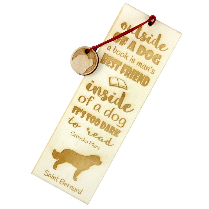 Semn de carte Art-Dog, design caine, Saint Bernard, lemn, 5x15 cm