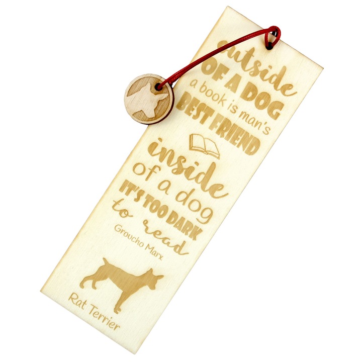 Semn de carte Art-Dog, design caine, Rat Terrier, lemn, 5x15 cm