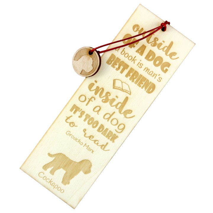 Semn de carte Art-Dog, design caine, Cockapoo, lemn, 5x15 cm