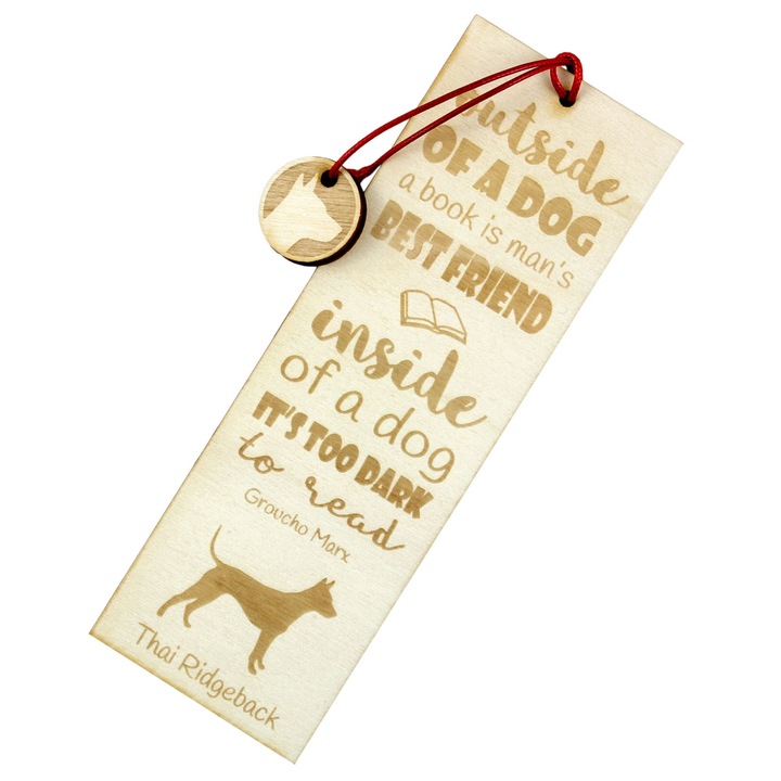 Semn de carte Art-Dog, design caine, Thai Ridgeback, lemn, 5x15 cm