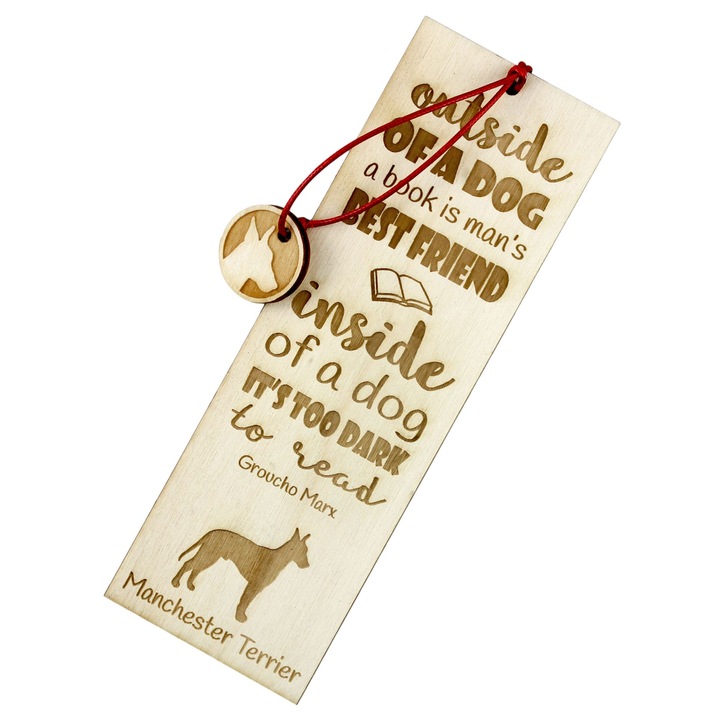 Semn de carte Art-Dog, design caine, Manchester Terrier, lemn, 5x15 cm