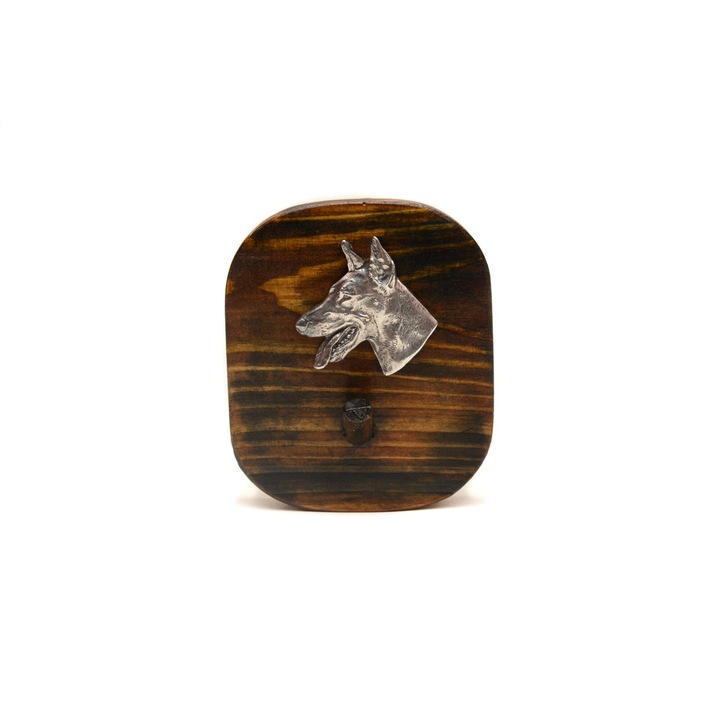 Fa akasztó kutya motívummal, Art-Dog, 10x8,7cm, ezüst, pórázhoz és érmekhez