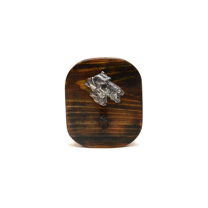 Fa akasztó kutya motívummal, Art-Dog, 10x8,7cm, ezüst, pórázhoz és érmekhez