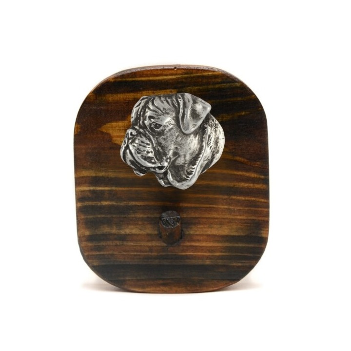 Art-Dog Bullmastiff II fogas, fenyőfa, ezüst díszítés, 10x8,7cm