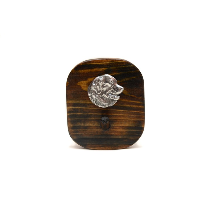 Ezüstözött Art-Dog brit bulldog fogas, fa/cink, 10x8,7 cm