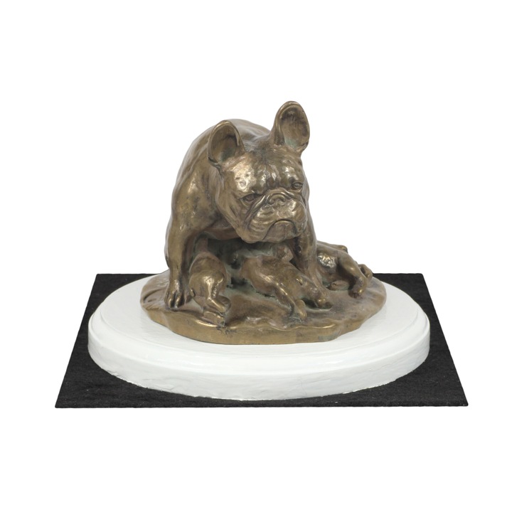 Sculptura Art-Dog, French Bulldog, imitatie bronz, pe baza alba, 17.5x15cm