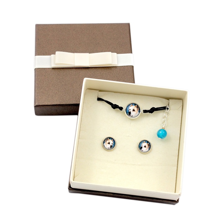 Set bijuterii Art-Dog, cercei cu diametru 10mm, bratara ajustabila 16-18.5cm, hipoalergenic