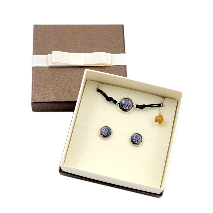 Set bijuterii Art-Dog, hipoalergenic, ajustabil, multicolor, in cutie cadou