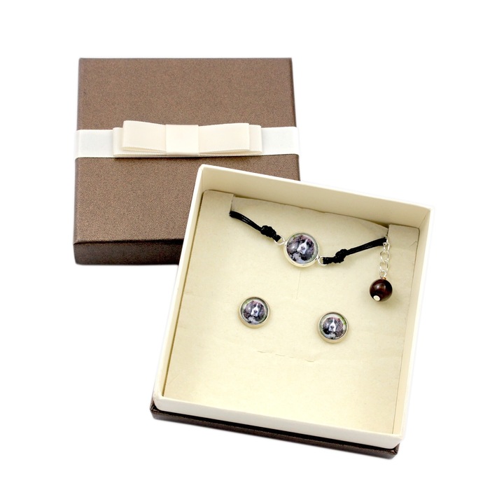 Set bijuterii Art-Dog, cercei cu diametru 10mm, bratara ajustabila 16-18.5cm, hipoalergenic