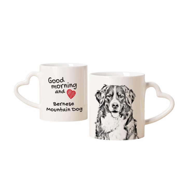 Cana personalizata cu maner in forma de inima, Art-Dog, imprimeu cu caine, 330ml, 8.2x9.5cm
