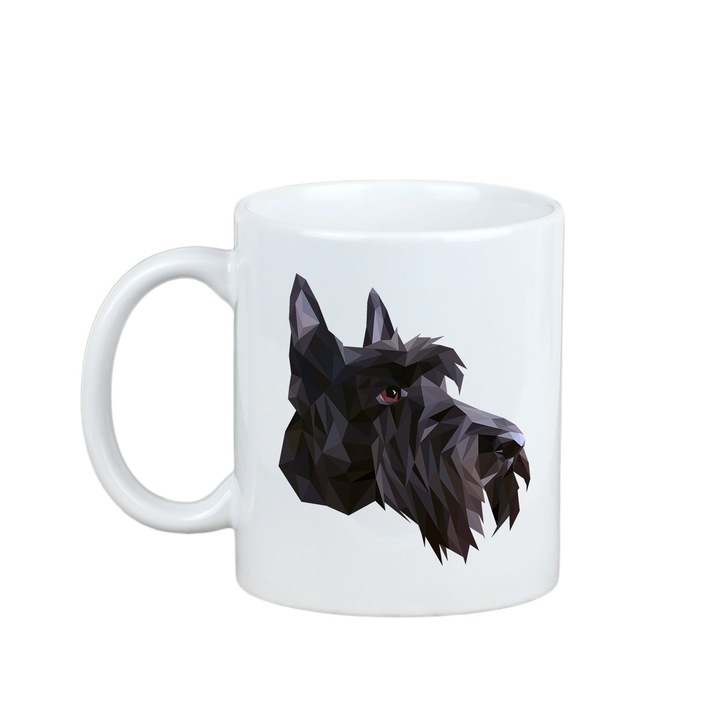 Cana ceramica cu motiv caine, Art-Dog, 300ml, sigura pentru masina de spalat vase si microunde, alb