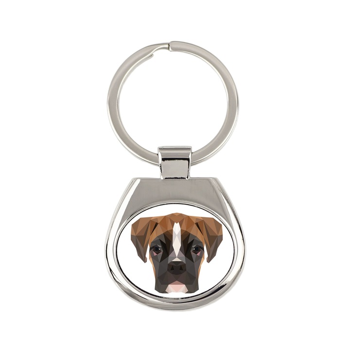 Breloc cu motiv caine Boxer, Art-Dog, aluminiu, 6x3cm