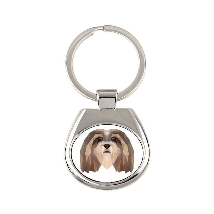 Breloc, Art-Dog, motiv caine Lhasa Apso, aluminiu, 6x3cm