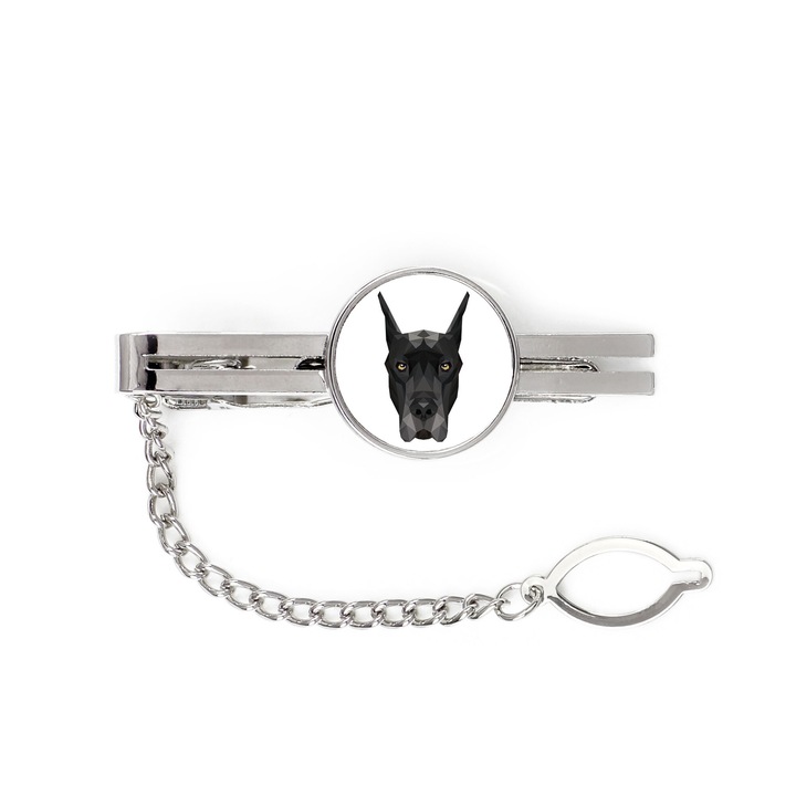 Agrafa de cravata Art-Dog, motiv geometric caine, metal, 5cm