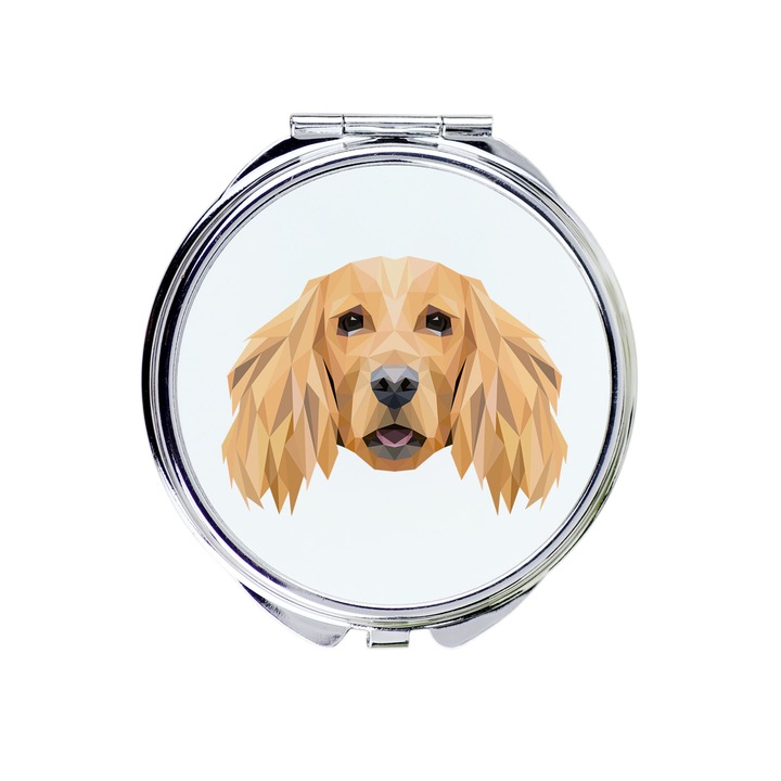 Oglinda cosmetica Art-Dog, design geometric caine, 7cm, eleganta