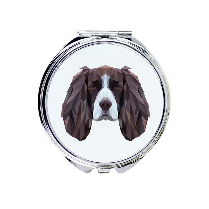 Oglinda cosmetica Art-Dog, motiv geometric caine, durabila, 7cm