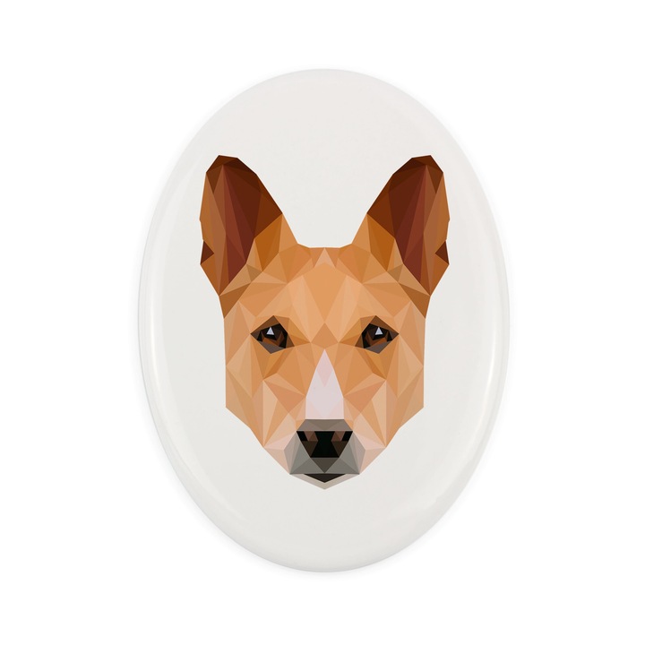Placa ceramica Art-Dog, design geometric caine, 15x10cm
