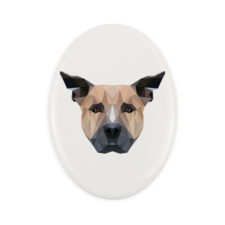 Placa ceramica Art-Dog, motiv geometric caine, 15x10cm