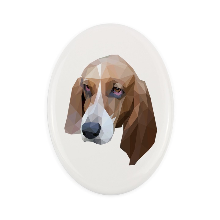 Placa ceramica Art-Dog, design geometric caine, 15x10cm