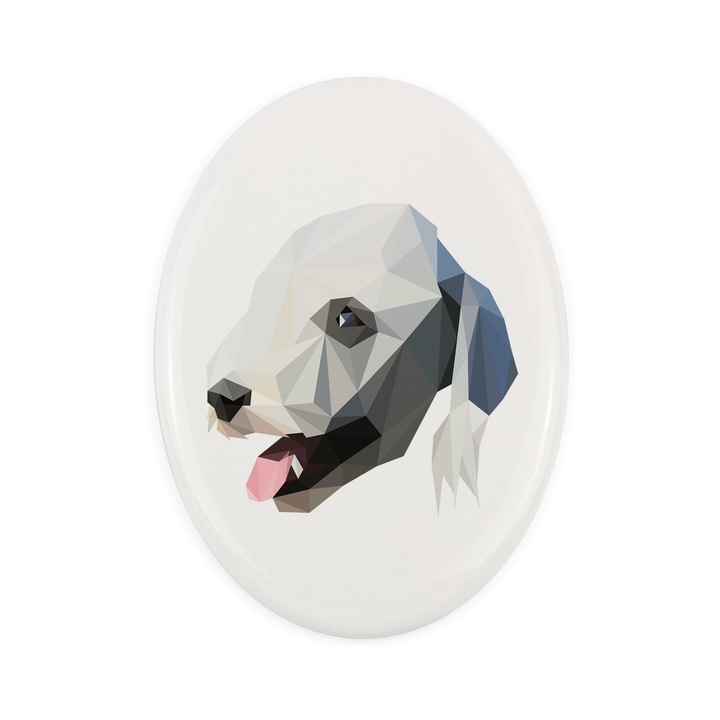 Placa ceramica Art-Dog, design geometric caine, 15x10cm