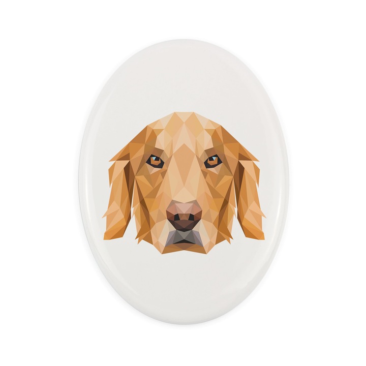 Placa ceramica Art-Dog, design geometric caine, 15x10cm