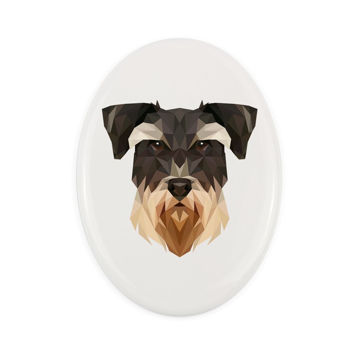 Placa ceramica Art-Dog, motiv geometric caine, 15x10cm