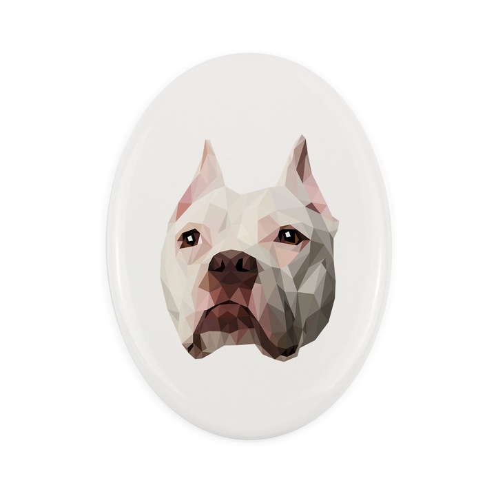 Placa ceramica Art-Dog, design geometric caine, 15x10cm