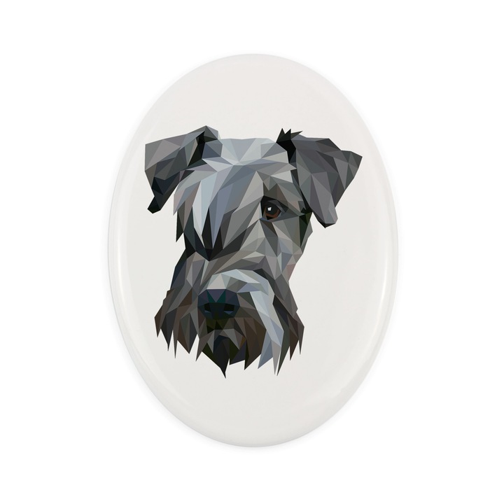Art-Dog dekoratív kerámia tábla, geometrikus kutya motívum, 15x10cm