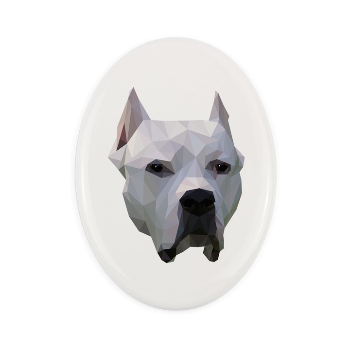 Placa ceramica Art-Dog, design geometric caine, 15x10cm