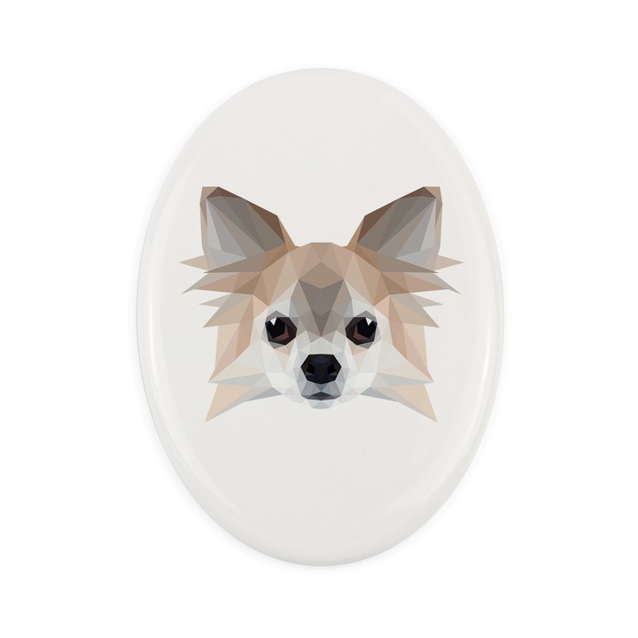 Placa ceramica Art-Dog, design geometric caine, 15x10cm