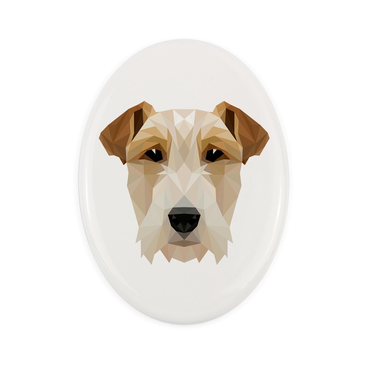 Placa ceramica Art-Dog, motiv geometric caine, 15x10cm