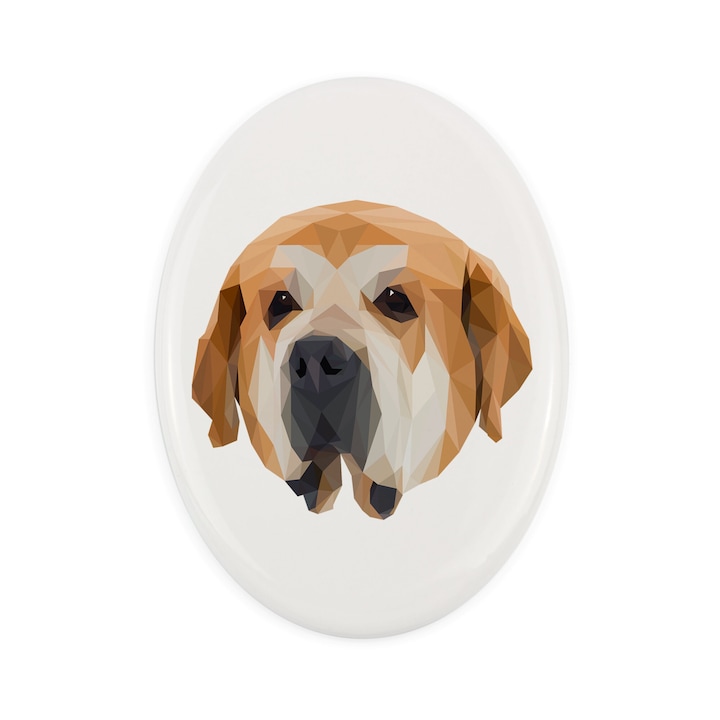 Placa ceramica Art-Dog, design geometric caine, 15x10cm