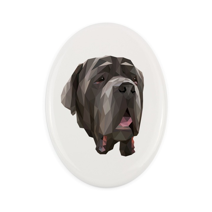Placa ceramica decorativa Art-Dog, motiv geometric caine, 15x10cm