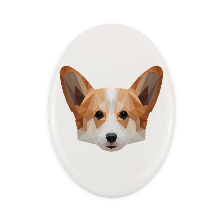 Placa ceramica Art-Dog, motiv geometric caine, 15x10cm