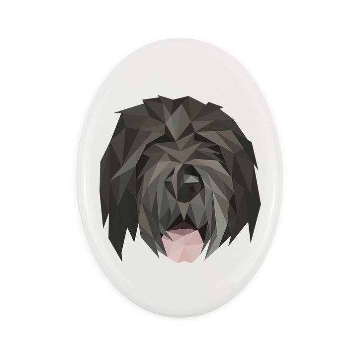 Art-Dog kerámia dekorációs tábla, geometrikus kutya motívum, 15x10cm