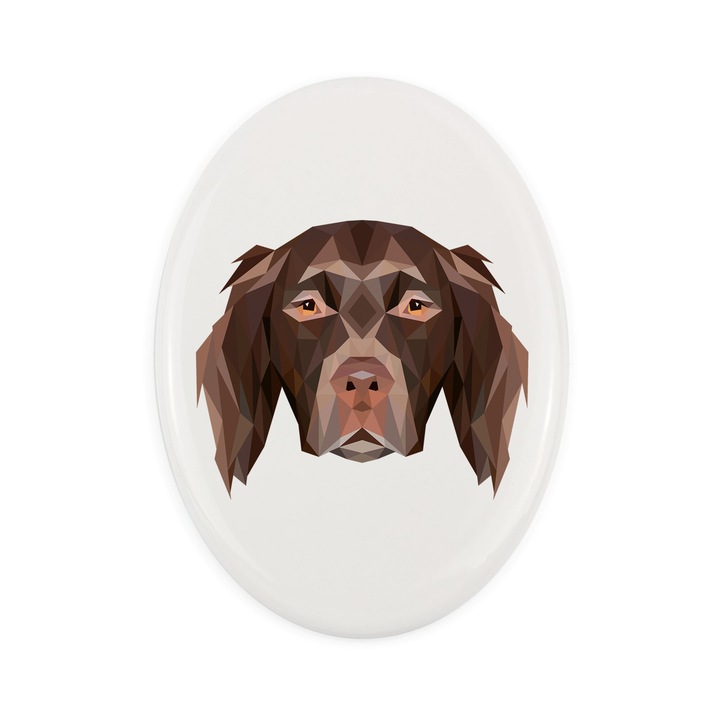 Placa ceramica Art-Dog, design geometric caine, 15x10cm