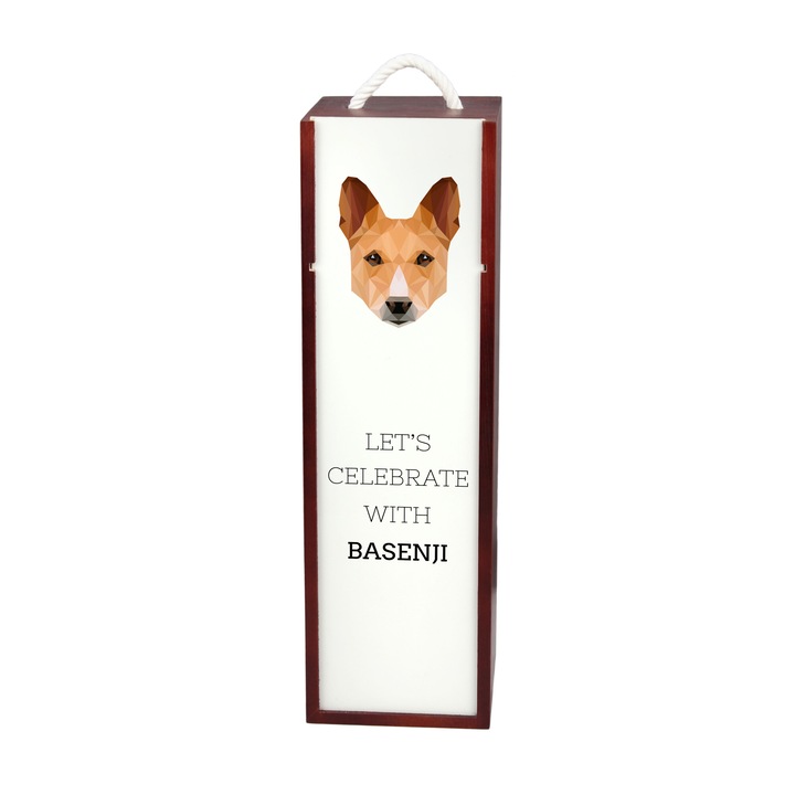 Cutie pentru vin Art-Dog, motiv geometric caine, lemn de calitate, 35x10x10cm