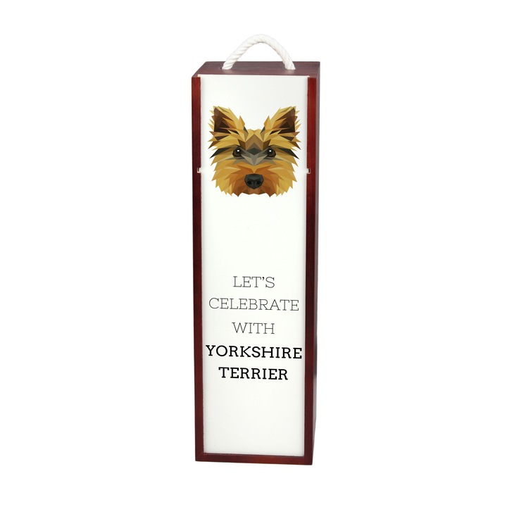 Cutie pentru vin Art-Dog, motiv geometric cu caine, 35x10x10cm, din lemn