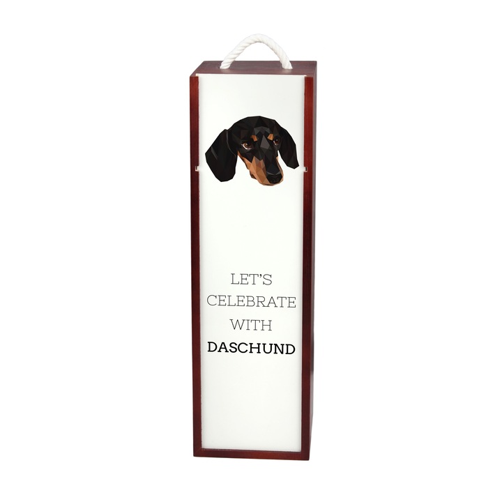 Cutie pentru vin Art-Dog, motiv geometric caine, lemn de calitate, 35x10x10cm