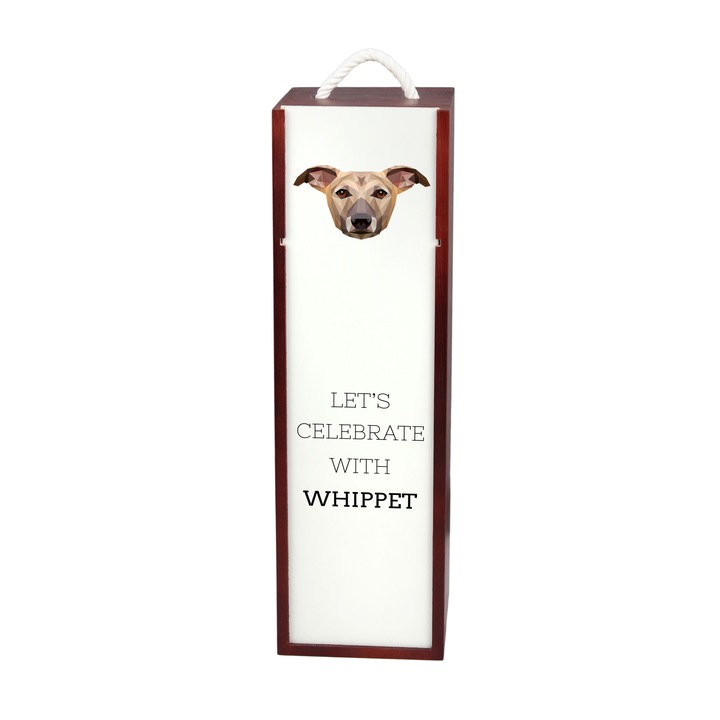 Cutie pentru vin Art-Dog, design geometric caine, 35x10x10cm, din lemn de calitate