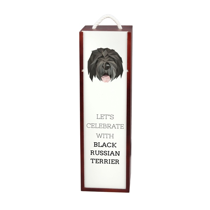 Cutie pentru vin Art-Dog, motiv geometric cu caine, 35x10x10cm, din lemn